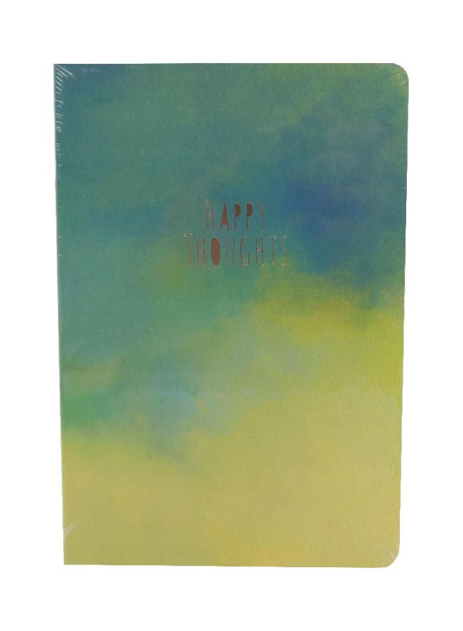 دفتر ملاحظات بسلك مقاس A5 ومطبوع بعبارة "Happy Thoughts" أخضر / أصفر / أزرق