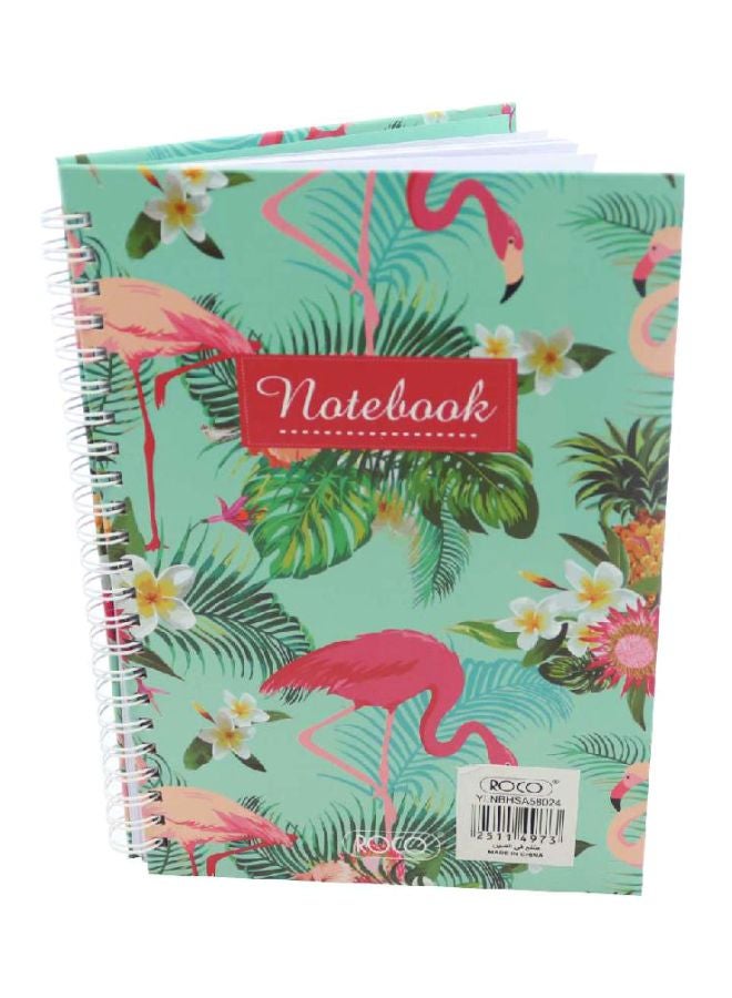 روكو دفتر ملاحظات بطبعة طائر الفلامنجو من 100 ورقة أبيض/وردي/أخضر - Image 1