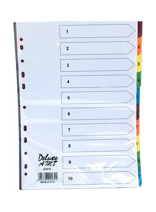 Deluxe 10-Piece A4 Paper Divider Multicolour 