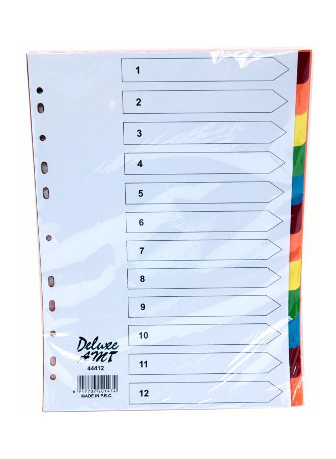 Deluxe 10-Piece A4 Paper Divider Multicolour 