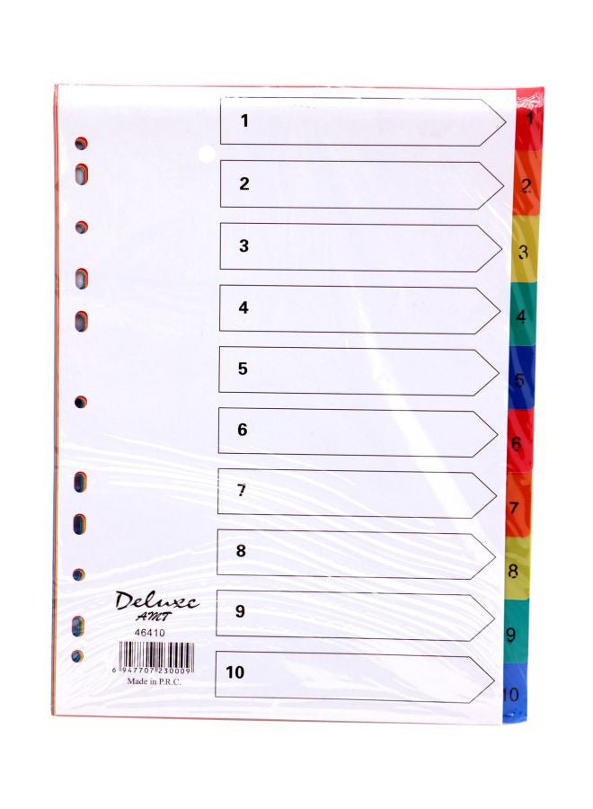 10-Piece A4 Paper Divider Multicolour