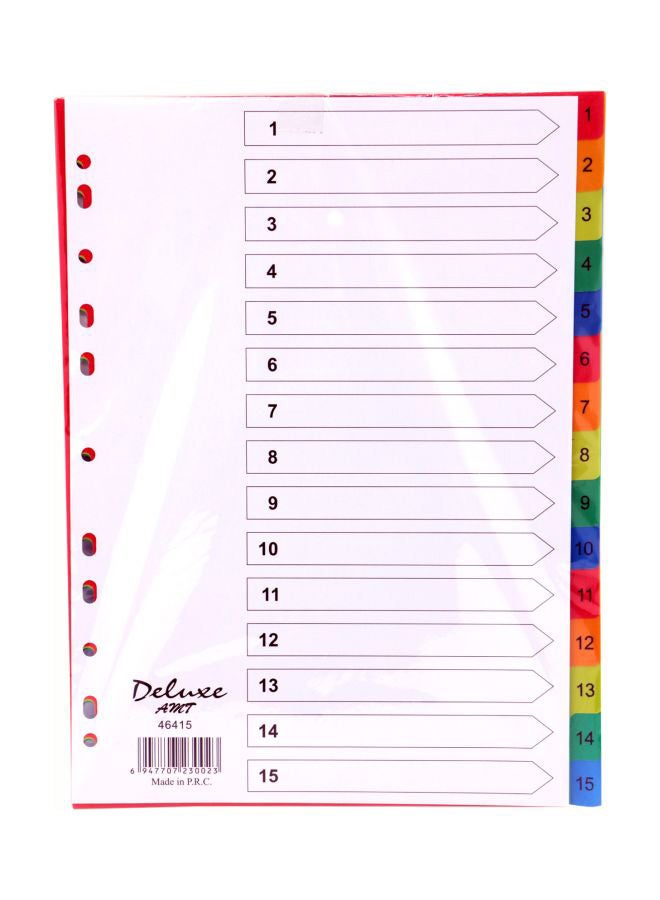 Deluxe 10-Piece A4 Paper Divider Multicolour 