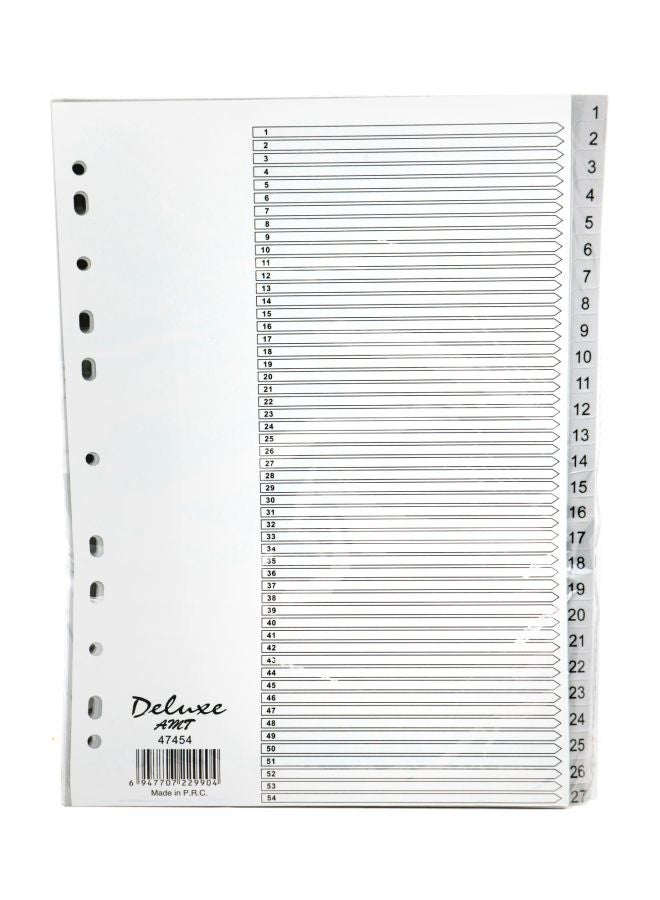 10-Piece 1-54 A4 Plastic Divider Grey