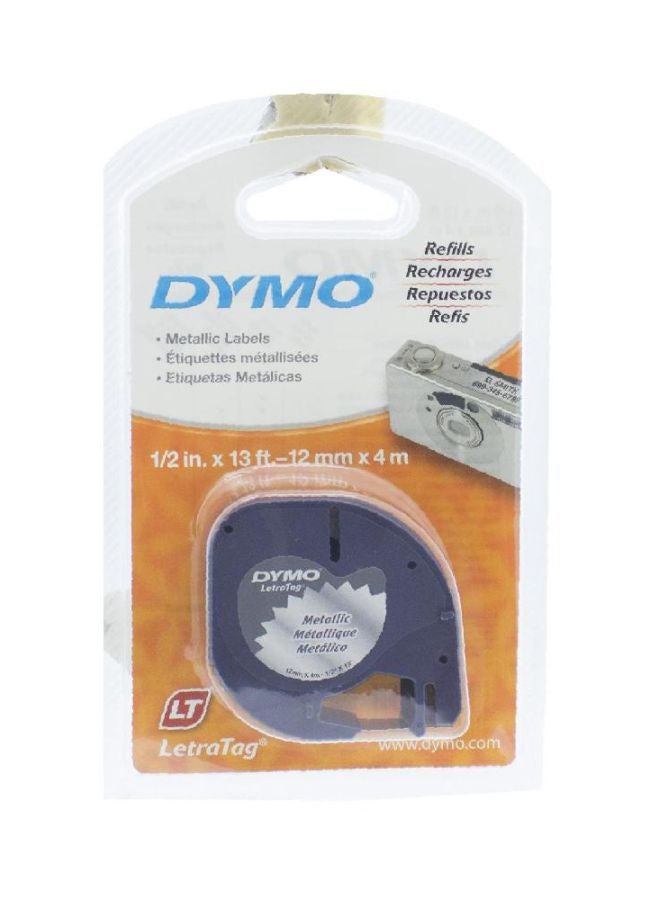 Dymo Letratag Metallic Label Tape Black/Silver