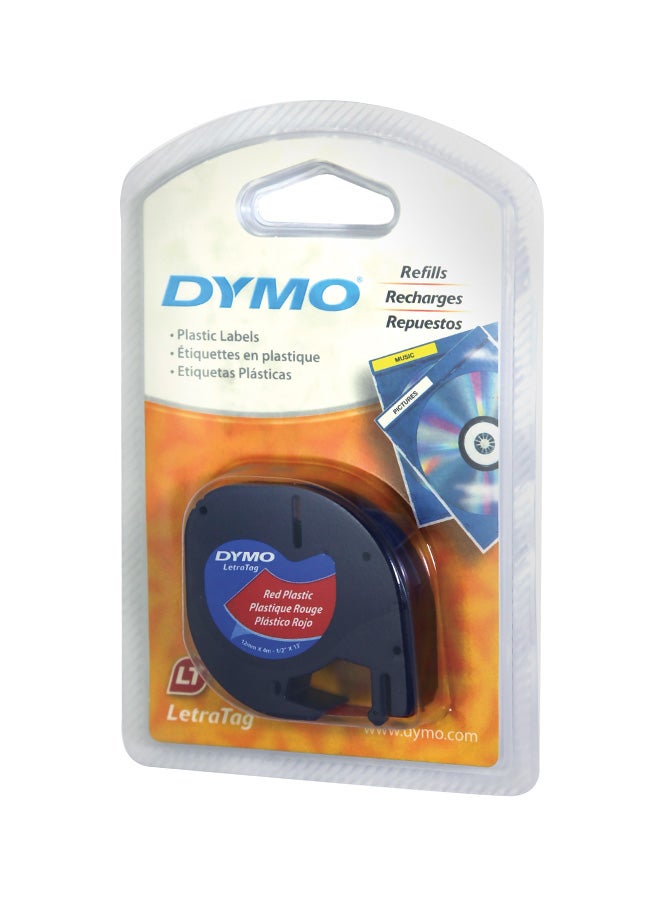Dymo Letratag Plastic Label Tape Red