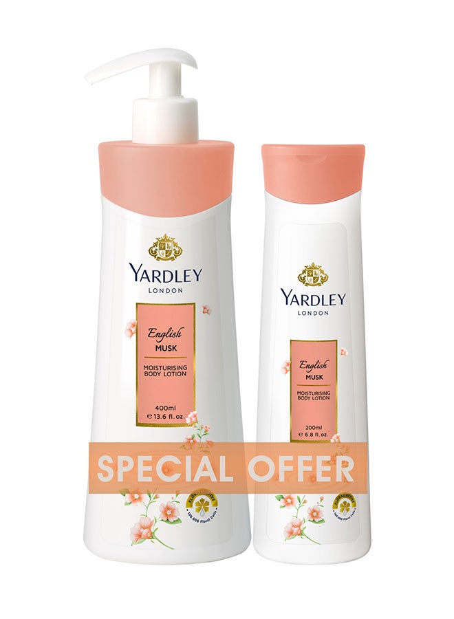 ياردلي مجموعة لوشن للجسم بخلاصة المسك الإنجليزي مكونة من قطعتين 600ملليلتر