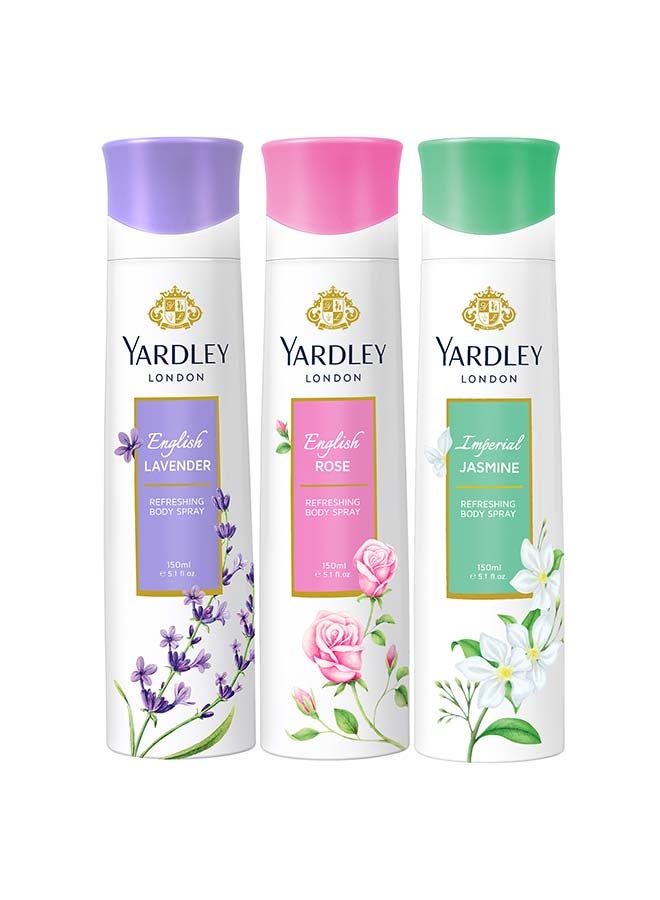 Yardley English Lavender Gift Set (English Lavender 150ml, English Rose 150ml & Imperial Jasmine 150ml)