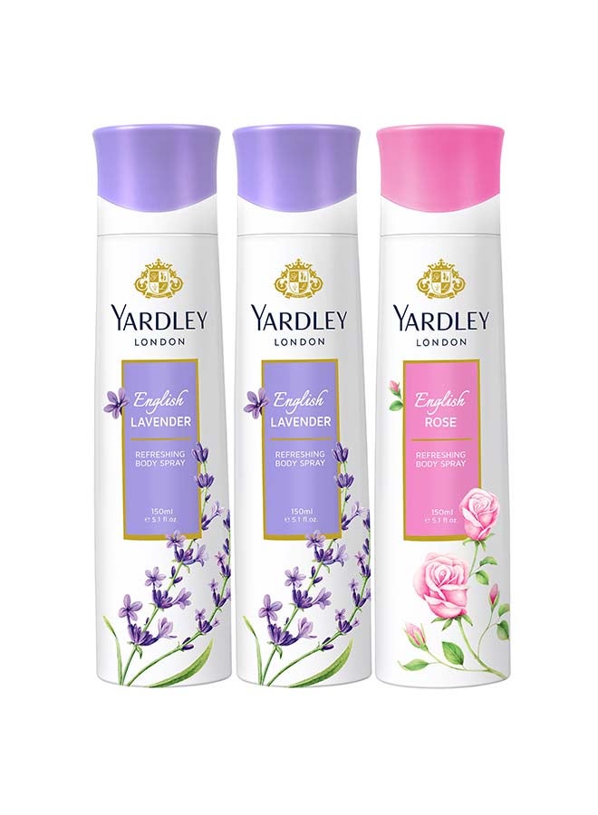 Yardley English Lavender Gift Set (2 x English Lavender 150ml, English Rose 150ml)