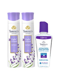 English Lavender Twin Body Spray Gift Set (2 x English Lavender 150ml, Hand Sanitizer 150ml)