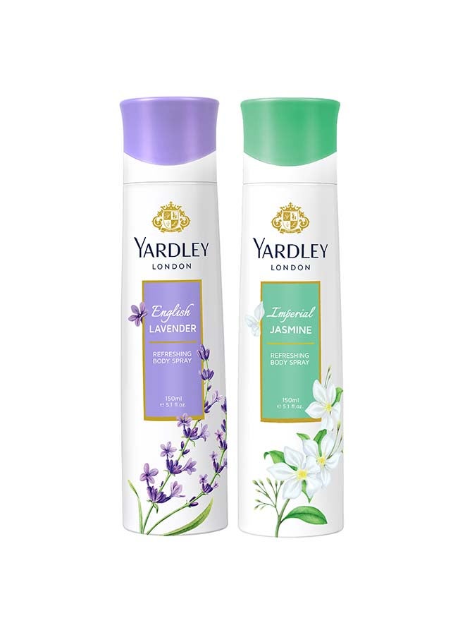 Yardley - English Lavender And Imperial Jasmine Refreshing Body Spray Pack of 2 150ml - Image 1