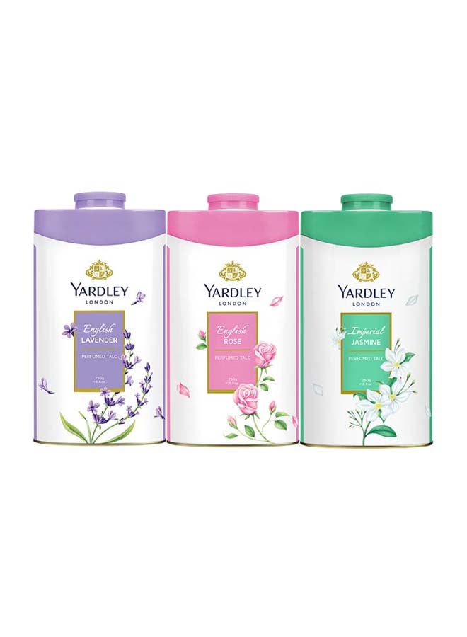 ياردلي طقم هدايا بخاخ الجسم إنجلش لافندر توين (English Lavender 125gm, English Rose 125gm & Imperial Jasmine 125gm)
