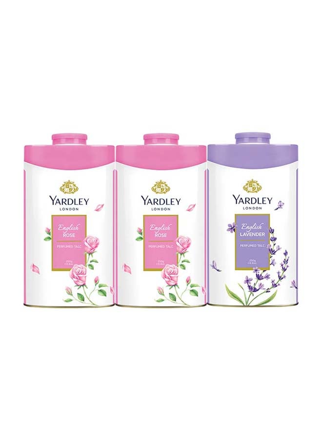 Yardley English Lavender Twin Body Powder Gift Set (2 x English Rose 125gm, English Lavender 125gm) 