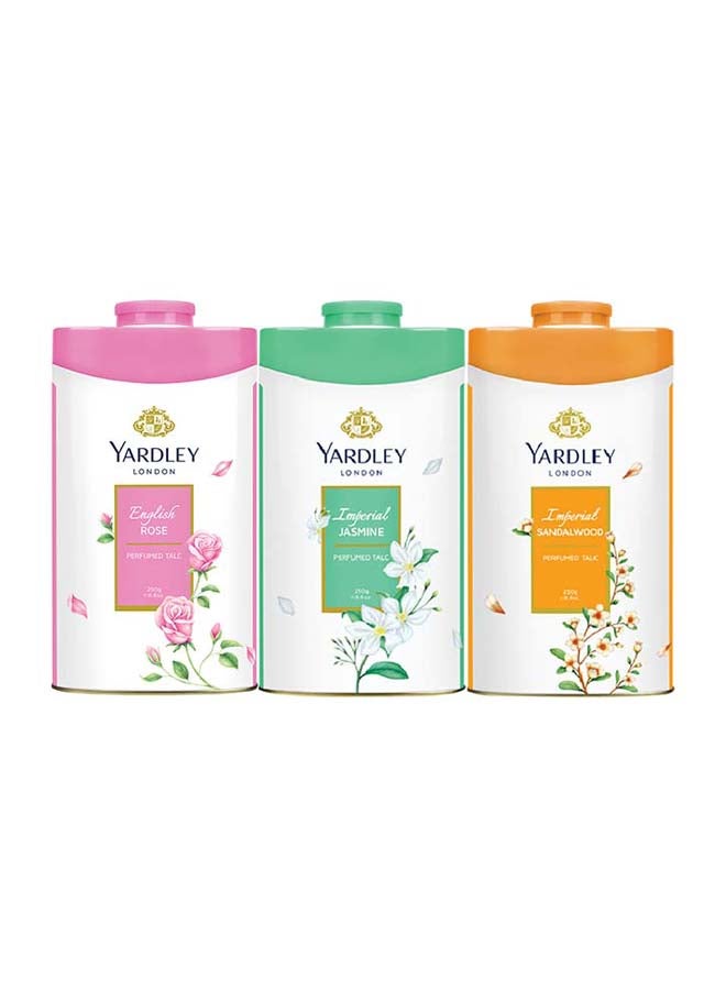 Yardley London Perfumed Talc Gift Set (English Rose 125gm, Imperial Jasmine 125gm & Imperial Sandalwood 125gm) 