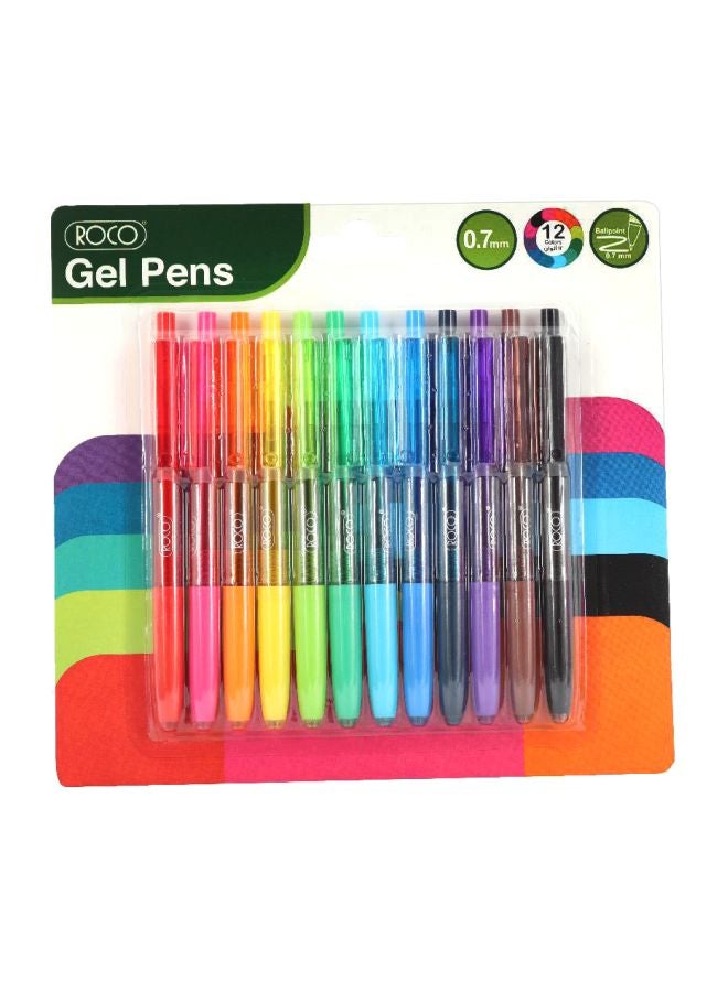 روكو مجموعة أقلام حبر جل مكونة من 12 قطعة متعدد الألوان
