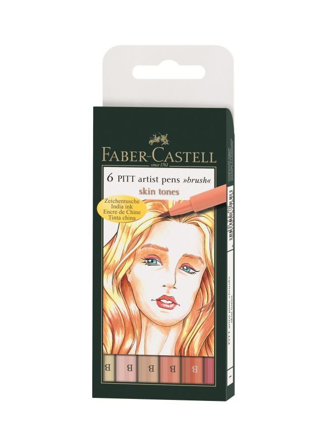 FABER-CASTELL 6-Piece Pitt Artist Pens Set Skin Tones 