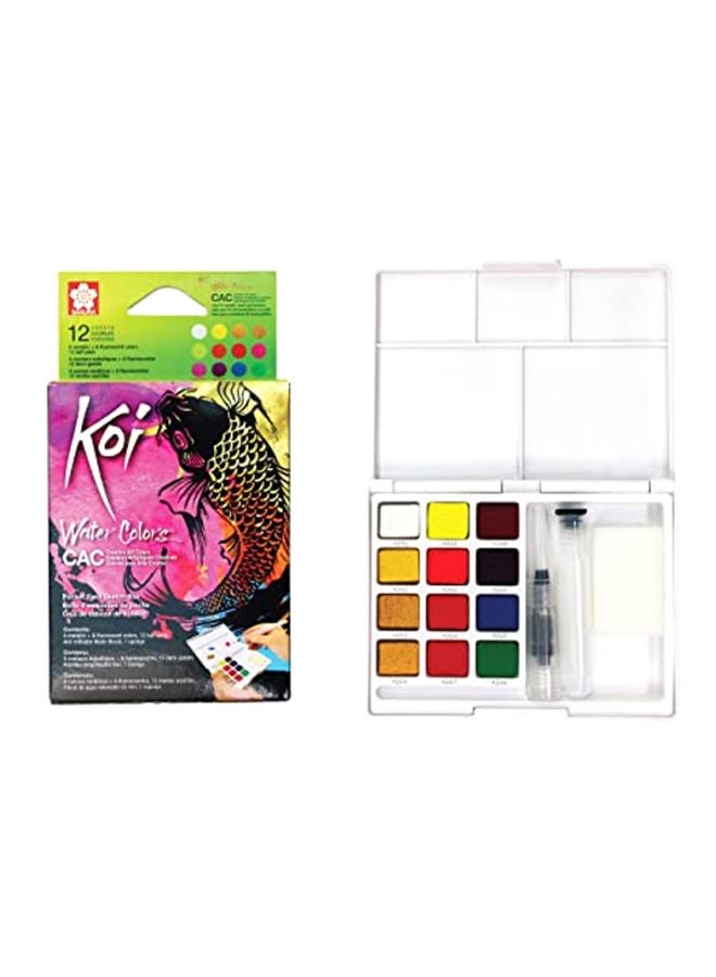 12 Colour Koi Creative Art Watercolour Set Multicolour