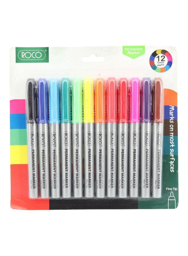 12-Piece 309 Round Tip Permanent Marker Multicolour