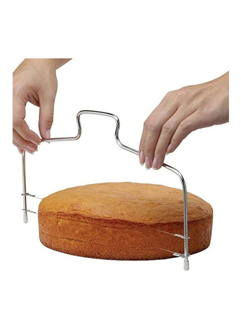 Adjustable 2-Wire Cake Slicer Leveler Silver 33cm