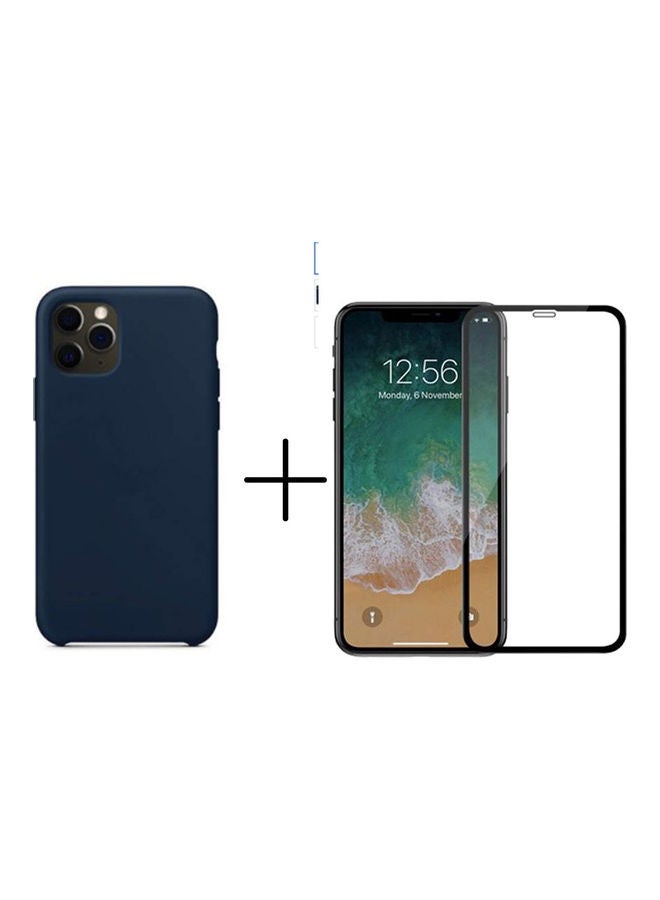 5D Tempered Glass Screen Protector And Protective Case Cover Set For Apple iPhone 11 Pro Max Blue/Black  - Image 1