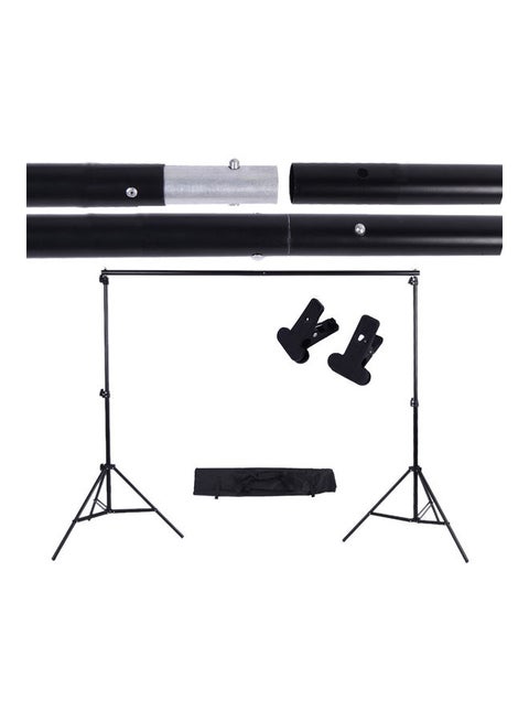 Adjustable Background Support Stand Photo Backdrop Crossbar Kit With Two Clamps Black