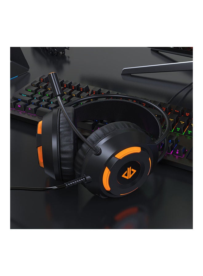Ajazz - AX120 Luminous Headset 3.5mm Audio USB Connector 50mm Surround Bass Sound Music Headphone Omnidirectional Microphone Soft Breathable Earmuffs Earphones for Computer Office Gaming - Image 1