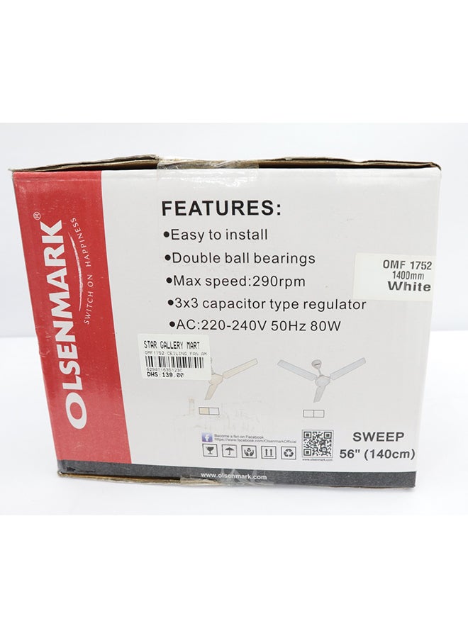 أولسنمارك مروحة سقف 80.0 W OMF1752 أبيض  - Image 5