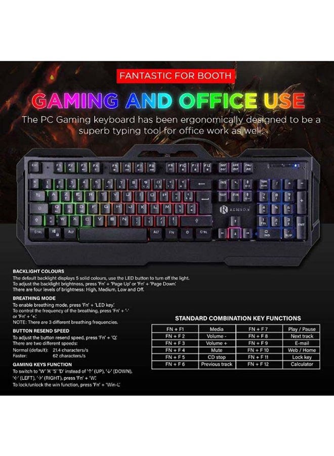 Remson - 4-In-1 Gaming Wired Keyboard With Mouse, Gaming Headset Combo And Mouse Pad English/Arabic - Image 1