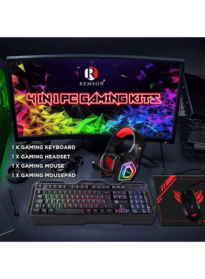 Remson - 4-In-1 Gaming Wired Keyboard With Mouse, Gaming Headset Combo And Mouse Pad English/Arabic - Image 1