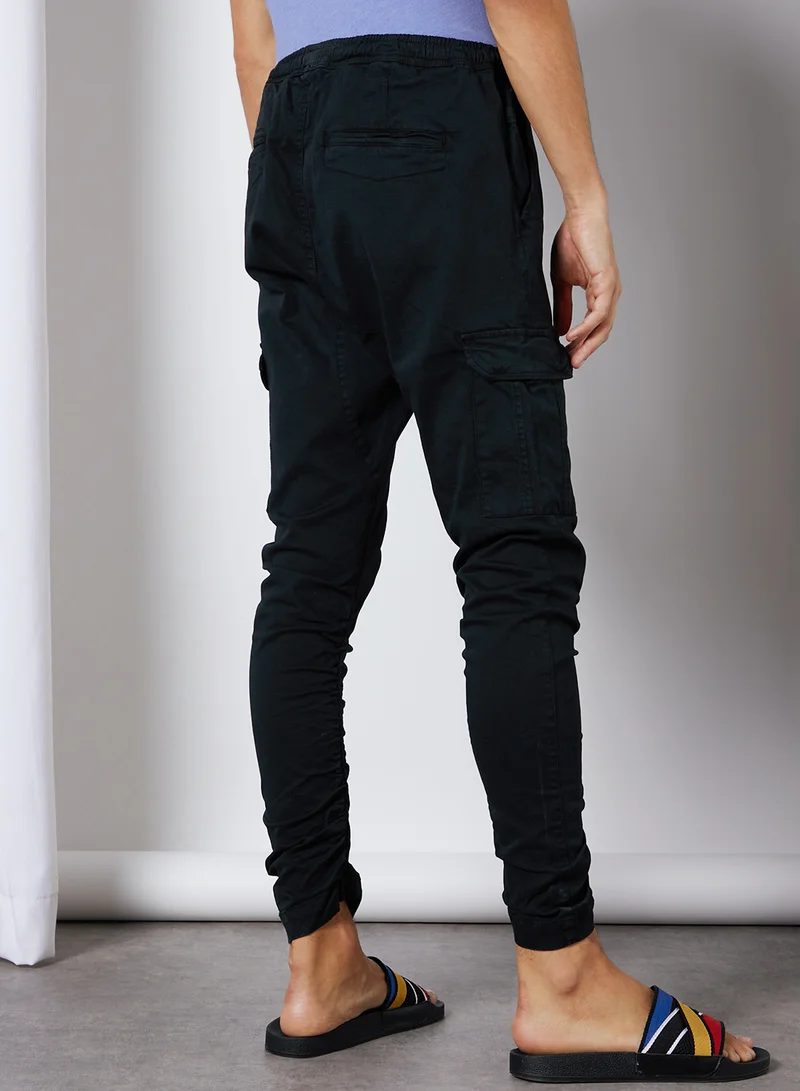 BRAVE SOUL Haddon Cargo Drawcord Hem Joggers Black