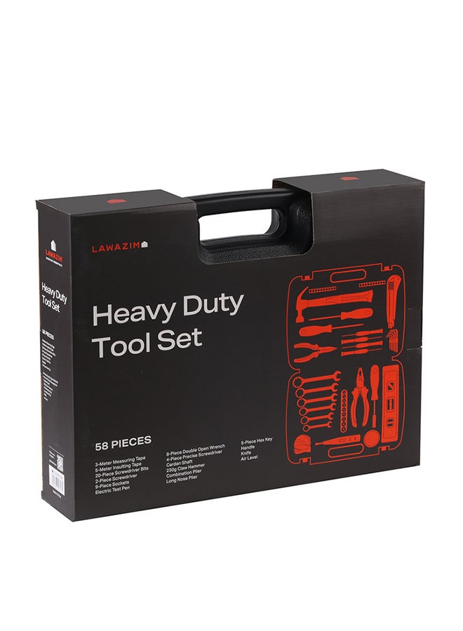 LAWAZIM - 58-Piece Heavy Duty Tool Set Multicolour - Image 1