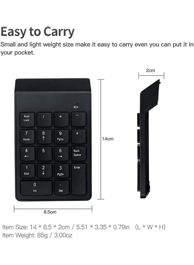 Generic - 18 Keys 2.4G Wireless Mini Numeric Keypad Black - Image 1