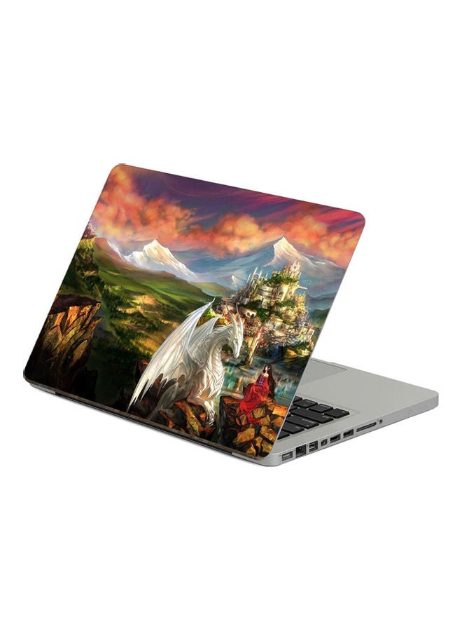 ملصق لابتوب بطبعة فتاة التنين متعدد الألوان