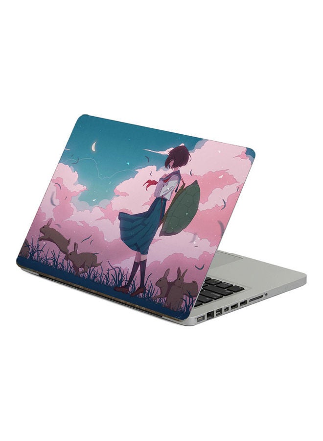 ملصق لابتوب بطبعة فتاة وصدفة متعدد الألوان