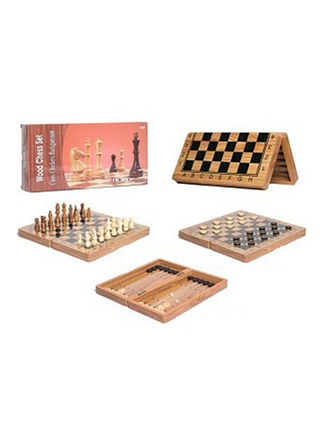 مجموعة لعبة الشطرنج الخشبية 3 في 1