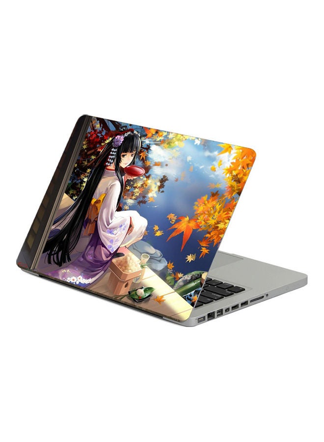 Anime GirlPrinted Laptop Sticker Multicolor