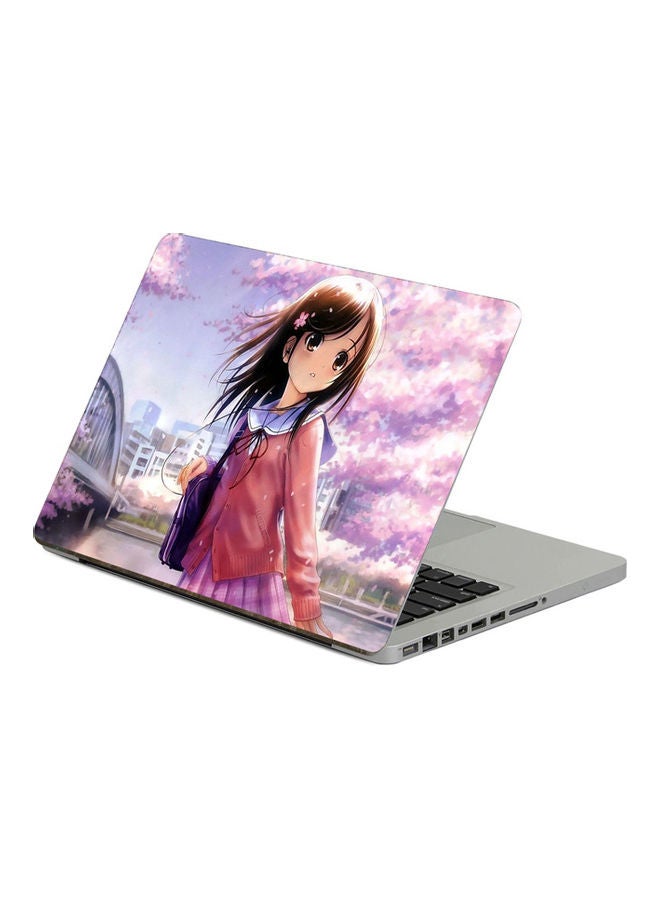 ملصق لابتوب بطبعة فتاة سمراء متعدد الألوان