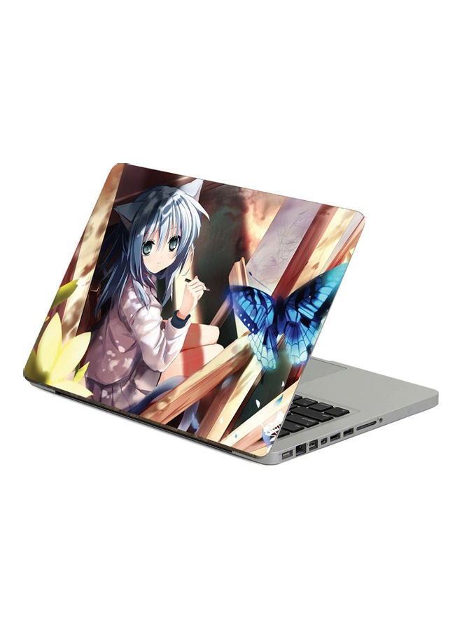 Girl EarsPrinted Laptop Sticker Multicolor