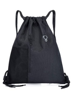Rock Pow Solid Drawstring Closure Gym Sacks Black  - Image 1