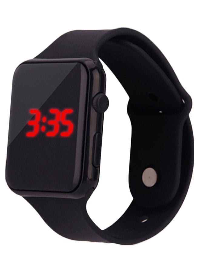 Unisex Rectangle Dial LED Light Digital Display Plastic Electronic Wrist Watch