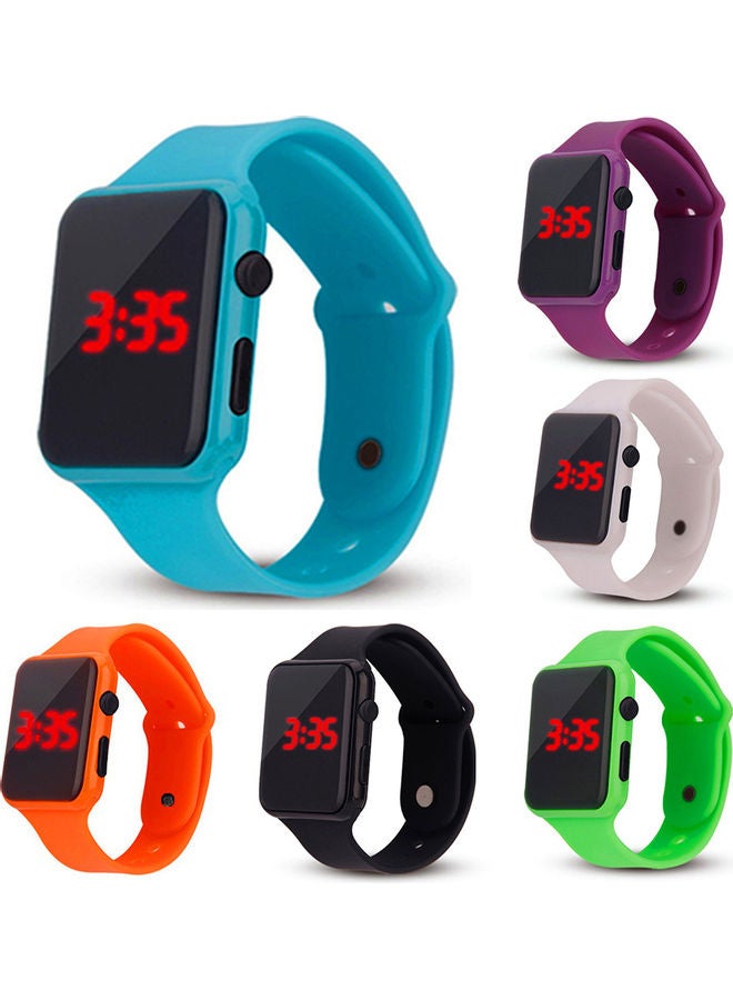 Unisex Rectangle Dial LED Light Digital Display Plastic Electronic Wrist Watch