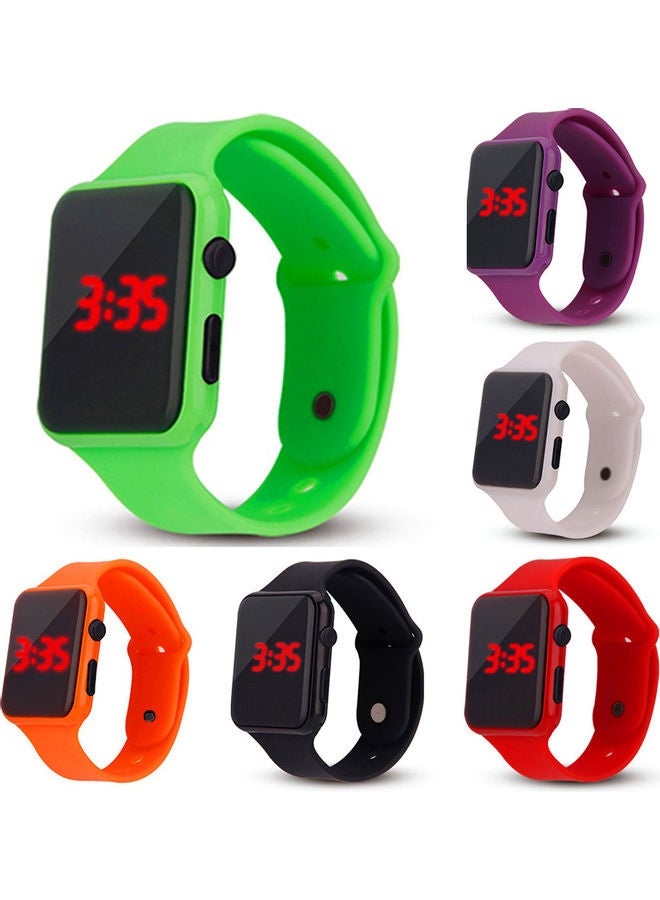 Unisex Rectangle Dial LED Light Digital Display Plastic Electronic Wrist Watch