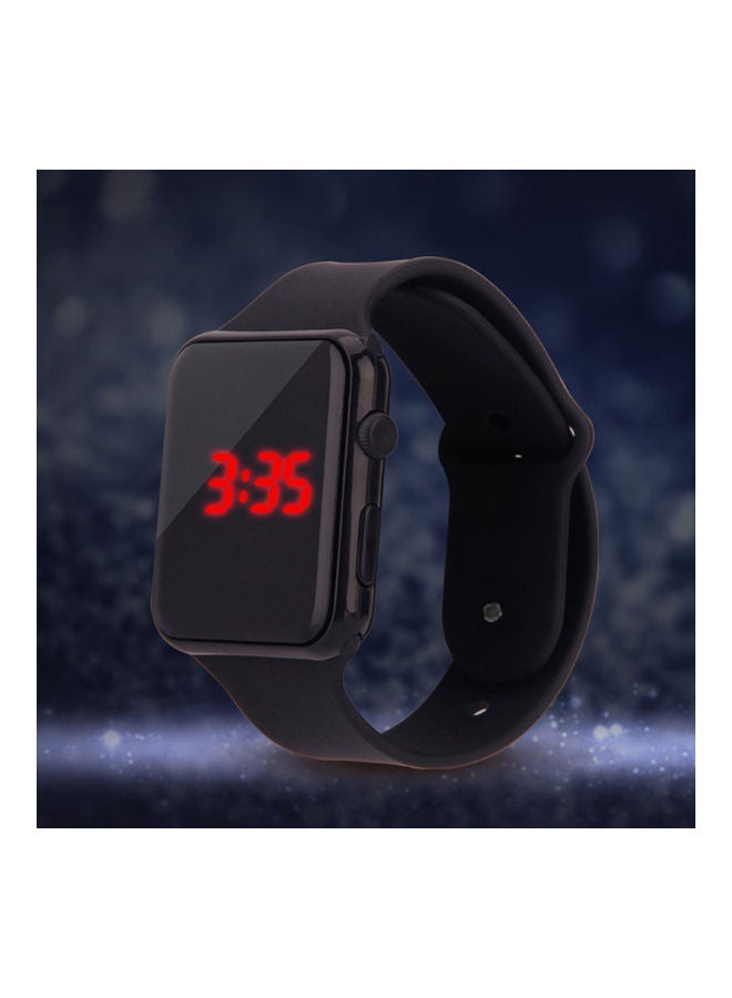 Unisex Rectangle Dial LED Light Digital Display Plastic Electronic Wrist Watch