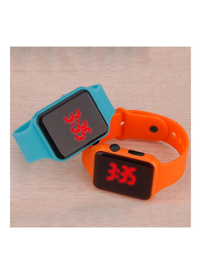 Unisex Rectangle Dial LED Light Digital Display Plastic Electronic Wrist Watch