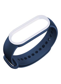 INEIX Soft Silicone Replacement Strap For Xiaomi Mi Band 5 Dark Blue/White  - Image 3