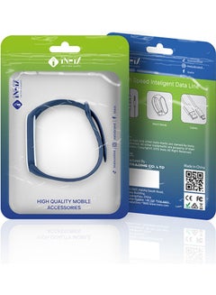 INEIX Soft Silicone Replacement Strap For Xiaomi Mi Band 5 Dark Blue/White  - Image 4