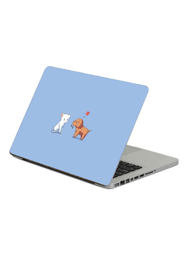 ملصق لابتوب بطبعة كلب وقطة مقاس 13.3 بوصة، عدة ألوان متعدد الألوان