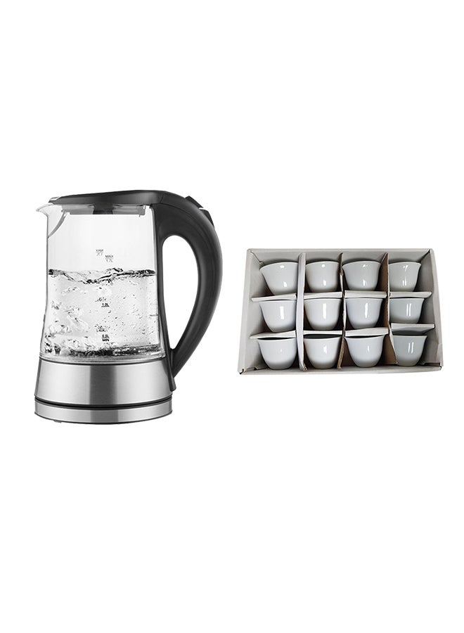 ALSAIF-ELEC Electric Kettle 1.7L With Almufarrej Arabic Coffee Cup Set 1.7 L 2000 W S7098-B168 Clear/Black - Image 2