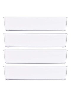 XiuWoo 4 Pack Plastic Drawer Organizers Clear  - Image 1