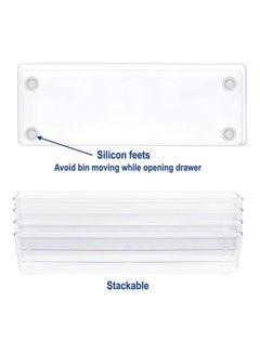 XiuWoo 4 Pack Plastic Drawer Organizers Clear  - Image 4
