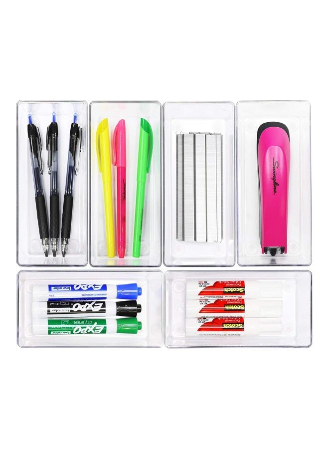 XiuWoo 6 Pack Plastic Drawer Organizers Clear - Image 2